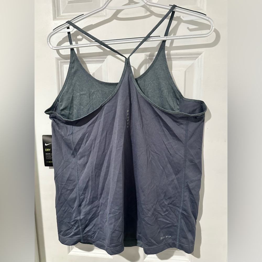 Nike Women's DRI-FIT Charcoal Gray Racerback Tank Sz L - Picture 2 of 7